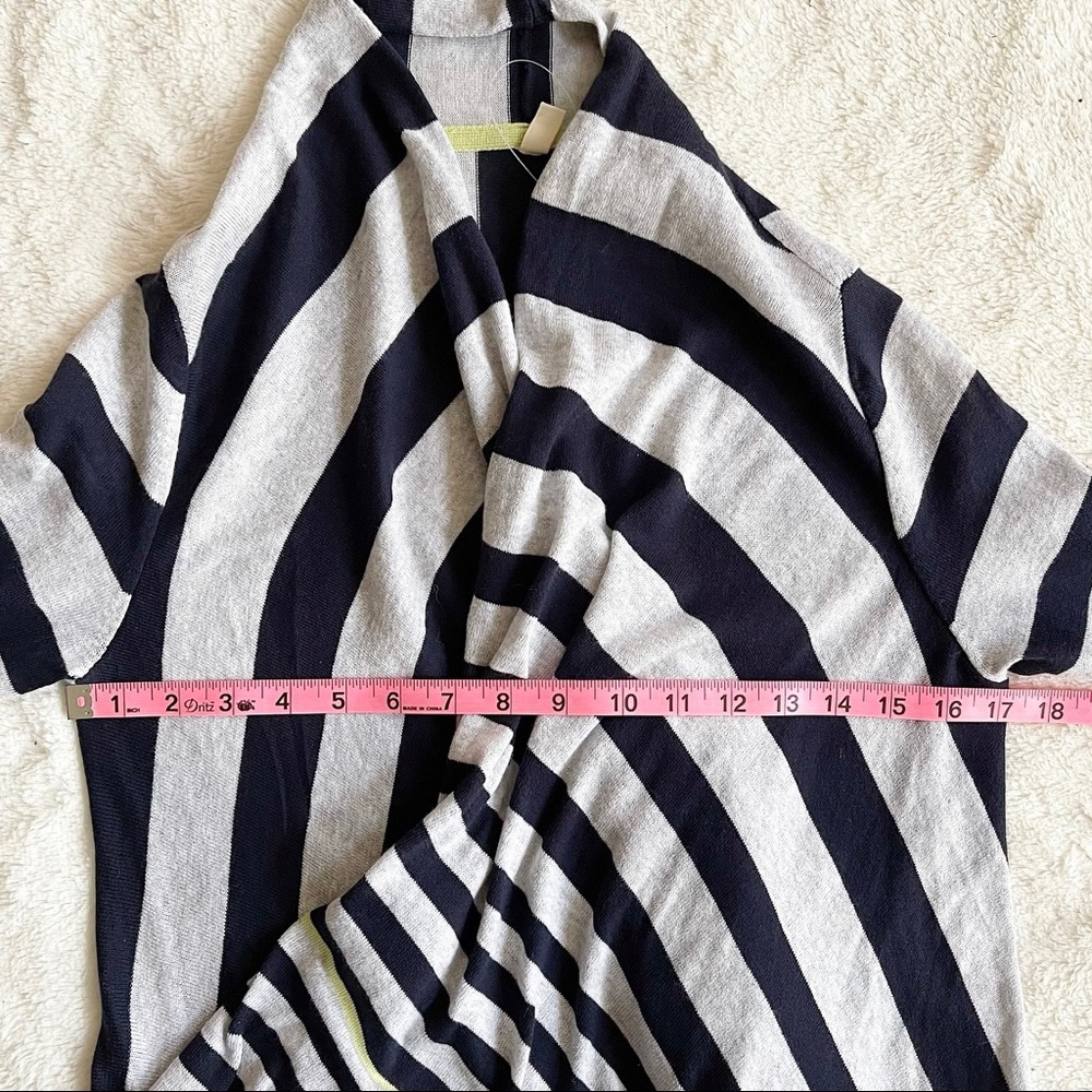 Anthropologie Moth | Grey/Blue/Yellow Striped Tie Waist Cardigan *NWT* - Picture 13 of 16